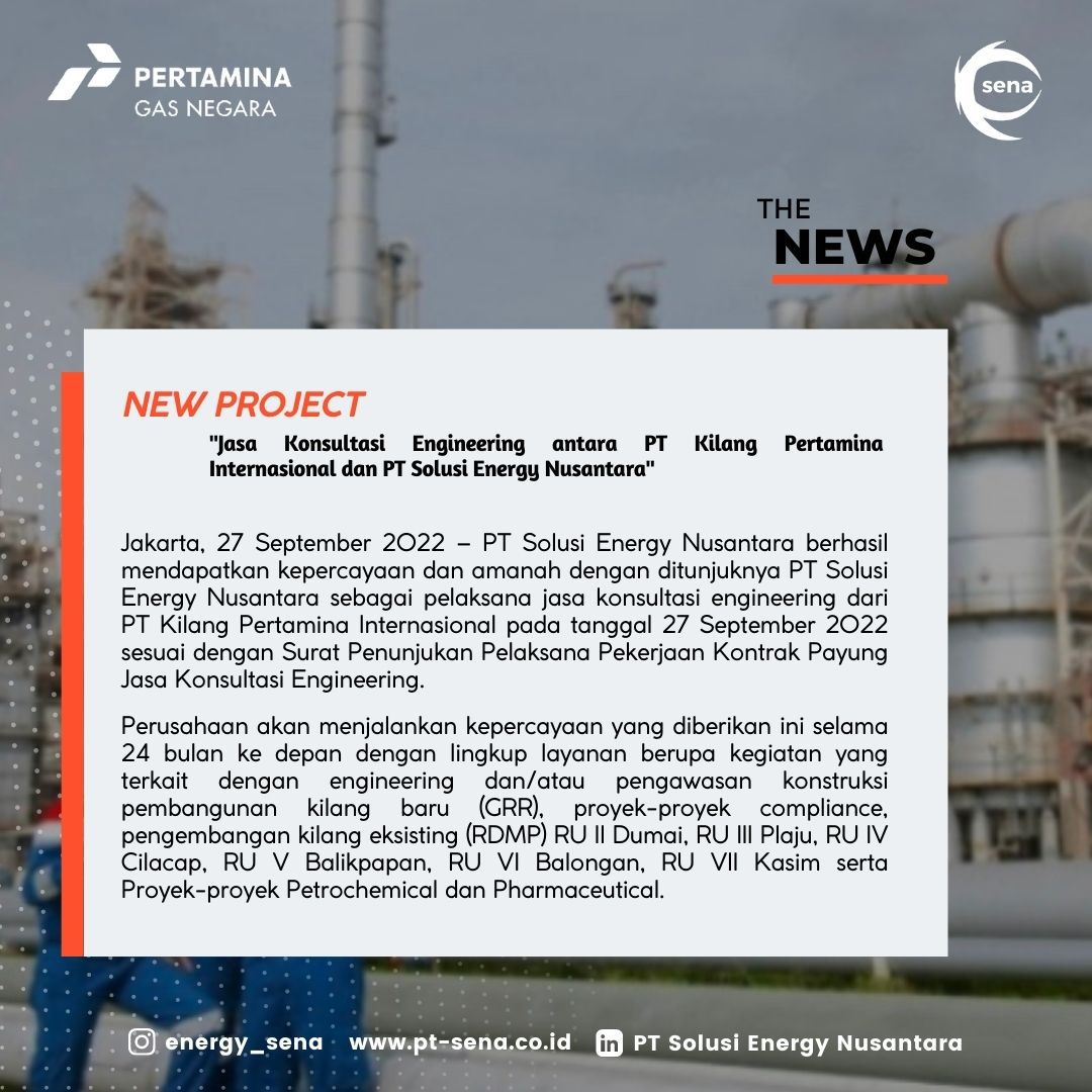 New Project Jasa Konsultasi Engineering PT Kilang Pertamina Internasional