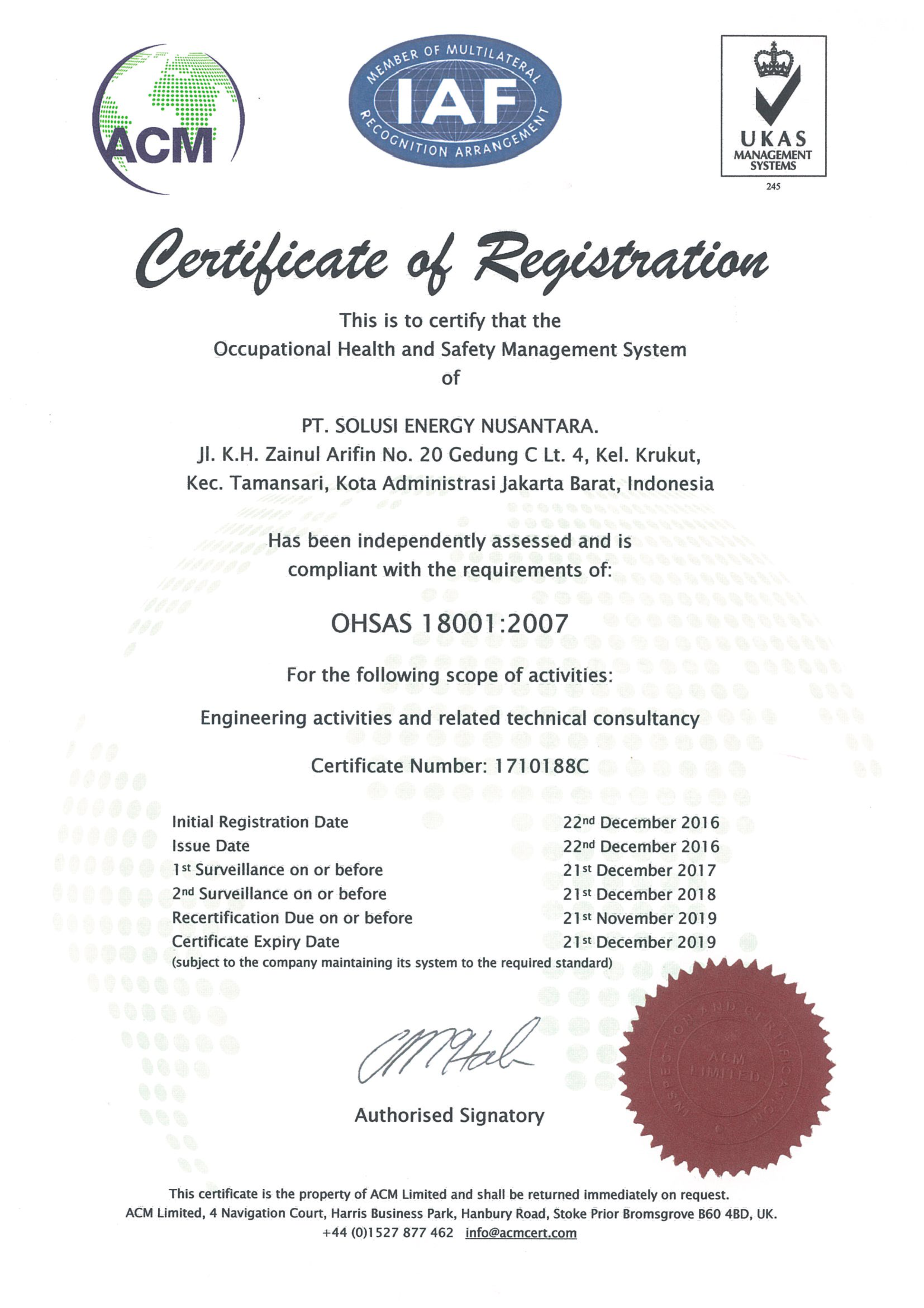 Sertifikasi OHSAS 18001:2007